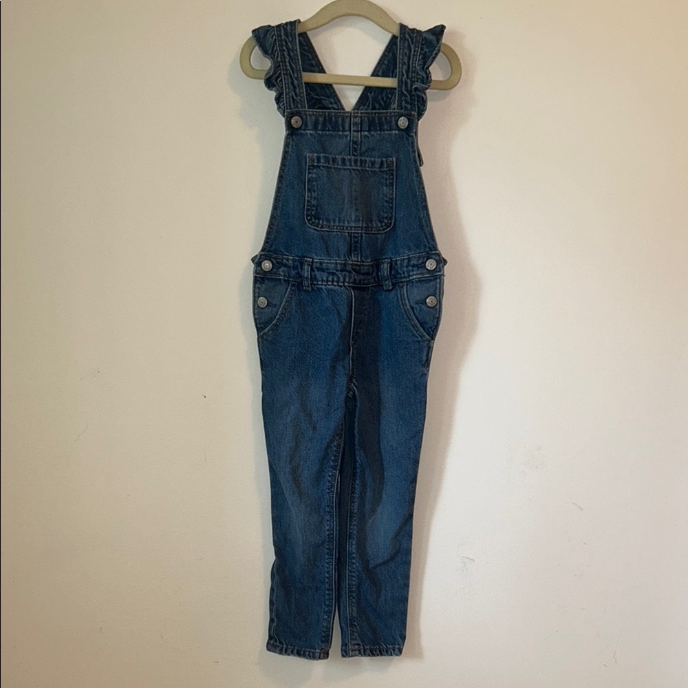 GAP Blue Denim Overalls with ruffle shoulder